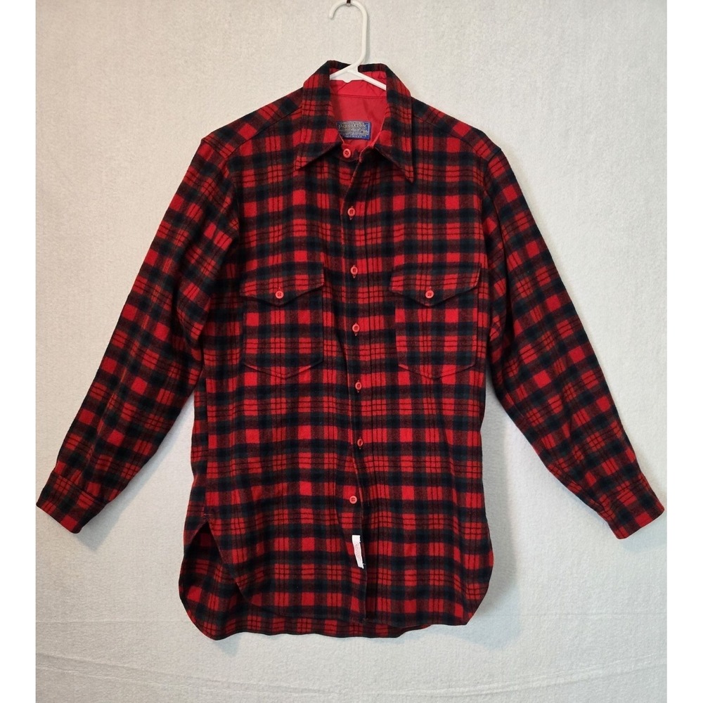 Pendleton Mens 15.5 MacDuff Tartan Wool Shirt Red Black Plaid